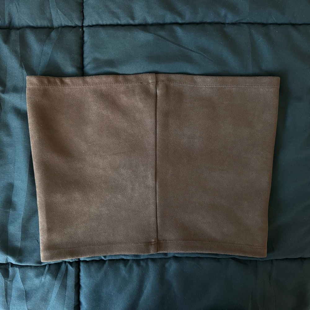 leset gaia cropped faux-suede bandeau tube top in choco brown - Picture 9 of 13